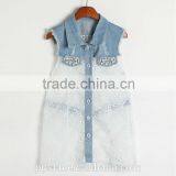 Fashion Jean Lace Sleeveless Shirt, Denim Shirt thumbnail-1