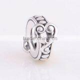 European Bracelet 925 Sterling Silver Heart Twist Spacer Beads thumbnail-1