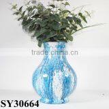 Glazed Vase for Home Decoration Blue Small Flower Vase Wholesale thumbnail-2