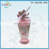 great for party cute design plastic cup with lid and straw