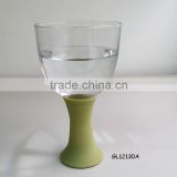 handmade green color foot glass wine glass