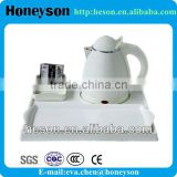 hotel room equipment electric mini water kettle with melamine tray set for guest room