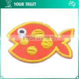 Orange Twill Dot Fish Polyester Fabric Applique Custom Woven Patches