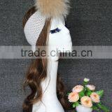 Colourful Genuine Big Raccoon Fur Pompom Women Makeup Headband thumbnail-2