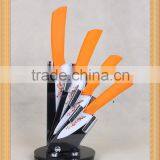 Elegant 4pcs Ceramic Knife Set With Printed Flower on Blade in Acrylic Block