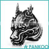 Pankoo Wholesale 2016 Animals Series of Retro Punk Tai Silver and Titanium Unisex Ring thumbnail-2