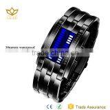 Japan Inspired Blue Led Light Gigital Promotion Binary Alloy Vacuum Wrist Band Watch