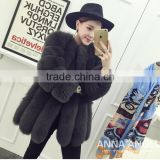 Wholesale Top Quality Popular Real Black Fox Fur Coat for Winter Fashion Ladies