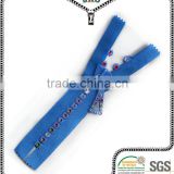 #3 Diamond fancy zipper with fancy zipper slider puller