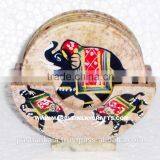 Soapstone Painted Coaster Set For Tea Cups