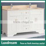 White Classic Wooden Bathroom Vanity With Double Cupc Sinks