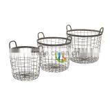 Classic Bronze Set of 3 Metro Wire Baskets Home Accent Decor