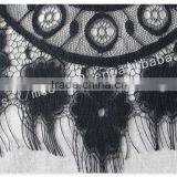 Good Price 44cm Width Polyester Floral Eyelash Black Lace Trim for Sale thumbnail-5