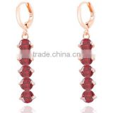 Crystal long rose gold drop earrings alloy plating red rhinestone japanese jewelry X67-4