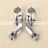 Universal 32mm 1.25" Chrome Short Angled Adjustable Highway Peg Mount Kit thumbnail-5