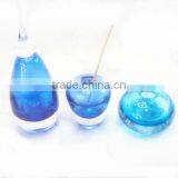 hand blown perfume bottles with lid;blue crystal glass aroma fragrance diffuser professional musk home ornament