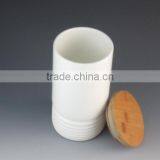 Coffee Tea Sugar Porcelain Storage Bottle&jar With Wood Lid thumbnail-2