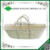 Maize woven baby sleeping basket baby carry basket with braided handle