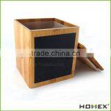 Popular Square Bamboo Storage Box With Blackboard Homex_BSCI/ SGS thumbnail-1