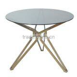 KD Package Stainless Steel Metal Base Glass Top Coffee Table thumbnail-2