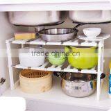 2 Tiers Extendable Kitchen Undersink Rack thumbnail-1