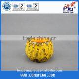 Home Decorative Table Top Elegant Yellow Glzaed Ceramic Tealight Candle Holders With Distressed Finish thumbnail-2