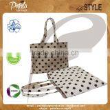 Jute Cotton Polka Dot Print Reversible Tote Bag for Shopping thumbnail-2
