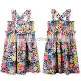 Bright Floral Collage Print Sleeveless Cotton Flower Girls Dress Boutique Girl Clothing Kids Party Dresses HSD5945 thumbnail-1