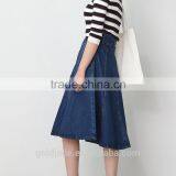 Wholesale Custom Long Denim Skirts Blue Jean Skirts for Women thumbnail-3