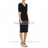 Tailor Made V-neck Elbow-length Sleeves Ladies Formal Dress thumbnail-2