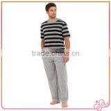 Summer 100%cotton Stripe Jersey Sleepwear for Men thumbnail-3