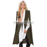 HAODUOYI Women Longline Buttonless Open Stitch Cloak Trench Blazer Poncho Coat thumbnail-3