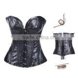 Ladis Sexy Bodysuit Leather Corset Steel Boned Corset Top thumbnail-1