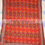 Deep Rust Orange PHULKARI GEORGETTE DUPATTA SHAWL, Sequin Hand Embroidery thumbnail-2