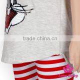 Hot Sale Unisex Summer Clothing Rabbit Pattern Sequin Red Stripe Short Sleeve Kids Easter T Shirt thumbnail-4