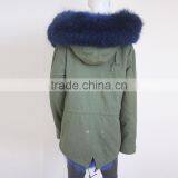 Myfur Army Green Fabric Parka With Fox Belly Fur Lining Winter Coat Wholesale thumbnail-3