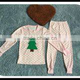 2015 Baby Unisex Children Winter Pajamas Outfit Christmas Tree Pink Polka Dot Baby Pajamas Wholesale Christmas Outfits thumbnail-1