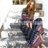 Fashion Women Paisley Print Long Maxi Dress Summer Beach V-Neck Bohemian Dress Apparel thumbnail-3