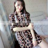 Chiffon Sleep Shirt Breathable Printed Leopard Black Girls Pajamas thumbnail-2