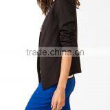 Collarless Faux Leather Blazer thumbnail-2