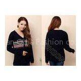 Fashion Long Sleeve Ladies V Neck Sweaters in Jacquard Pattern , Ladies Cardigan Sweaters thumbnail-1