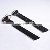 Wide Black Punk Leather Bangle Bracelet With Adjustable Gold/Silver Loop Circle for Lady thumbnail-3