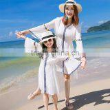 Mother and Daughter White Matching Dresses Mommy and me Clothes Bohemian Beachwear thumbnail-1