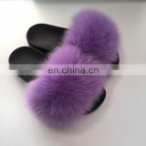 new fashion hot sale european Ladies sandals with real fox fur/fox fur slippers