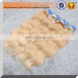 Good Luster and Smooth Hair Charming Design Full Cuticle Thick Bundle Cheap Russian 2 Inch Root Blonde Body Wave Remy Human Hair thumbnail-5