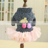 Winter Pet Dog Cat Star Slub Pink Cherry Skirt Gauze Skirt Dress Puppy Apparel Clothes thumbnail-3