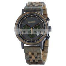 Classic Wood Watch Men Chronograph Watches Stainless Steel Wristwatch Male Clock With Wooden Band Handmade Customize Gift Father