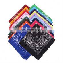 Multi Functional Sports Square Headband Neck Wrap Paisley Pattern 100% Cotton Bandanas Both Side Printed Logo