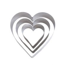 3Pcs different size 3d diy mousse fondant baking custom heart shape stainless steel cake mould