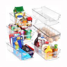 Kitchen Clear Plastic Stackable Storage Bins Refrigerator, Freezer, Pantry & Clothes Organization Container With Carrying Handles thumbnail-2